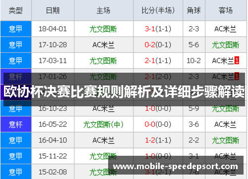 欧协杯决赛比赛规则解析及详细步骤解读